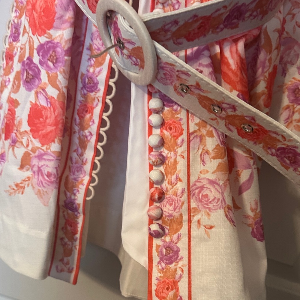 Beulah Floral Midi Dress in Pink and Orange - Picture 8 of 8